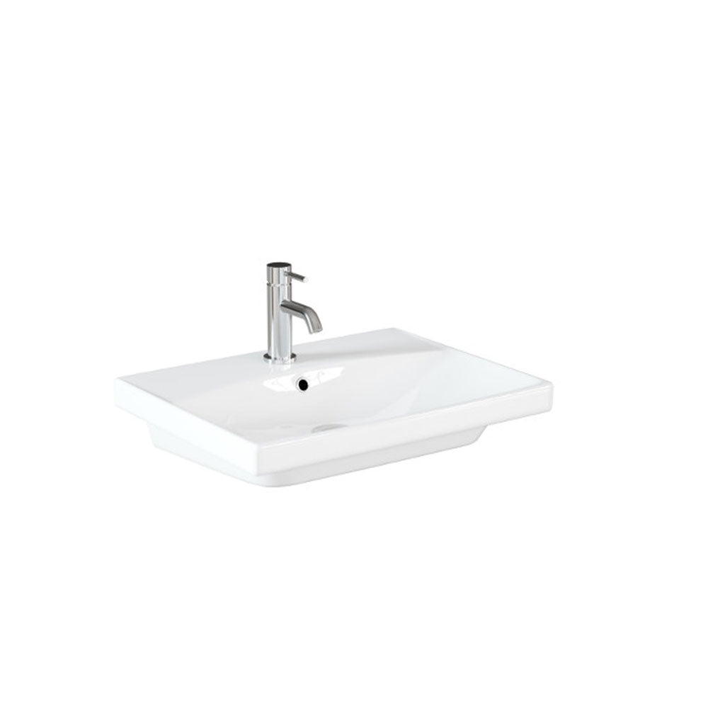 Saneux White Gloss Wall-Mounted Vanity Unit and Sink (500mm) - Letta London - Wall Hung Vanity Units