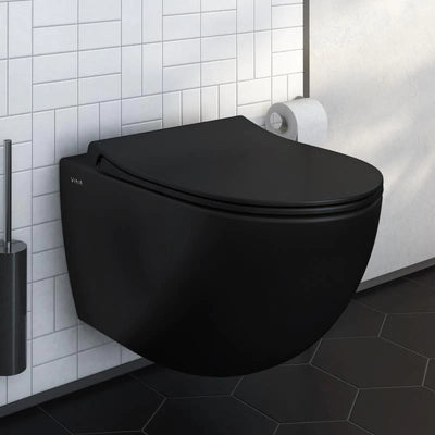 Sento Wall-Hung Matt Black toilet - Rimless, with Soft Close Seat
