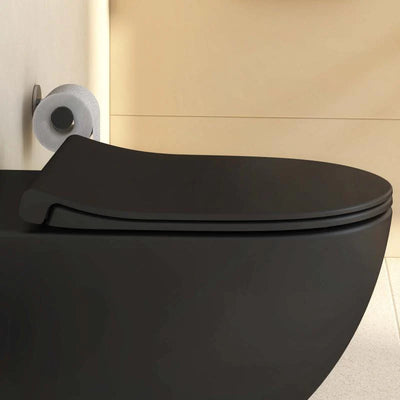 Sento Wall-Hung Matt Black toilet - Rimless, with Soft Close Seat