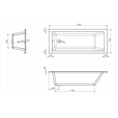 Single Ended Bathtub - 1700 x 700 | Saneux Stetson - Letta London - 