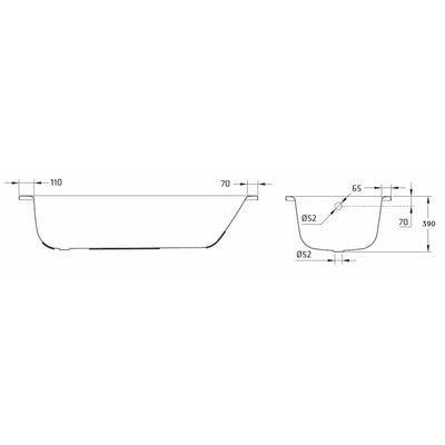 Single Ended Steel Bath 1700 x 700mm Bath - Saneux | Sansteel - Letta London - Steel Bath