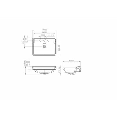 SOFIA 60x45cm washbasin with full pedestal - Letta London - 