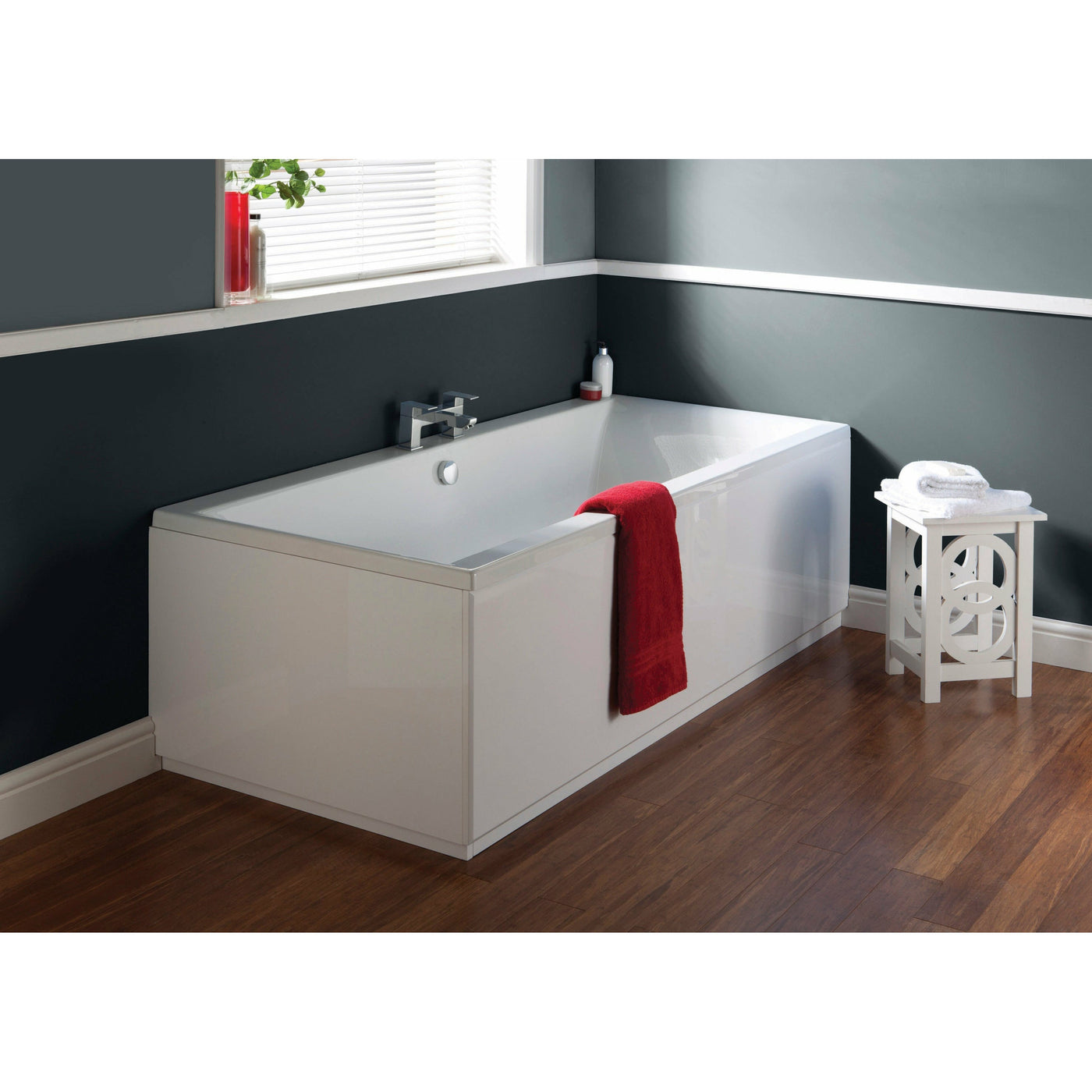 Square Acrylic Double Ended Bath in three different sizes - White bath | Nuie - Letta London - 