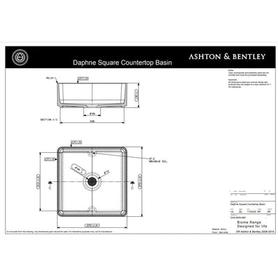 Square Countertop Basin 37cm | DAPHNE - Ashton & Bentley