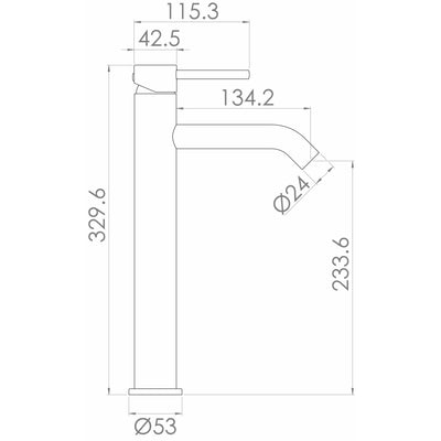 Saneux Deck Mounted Brushed Nickel COS Tall Mixer Brushed Nickel - Letta London - Basin Taps