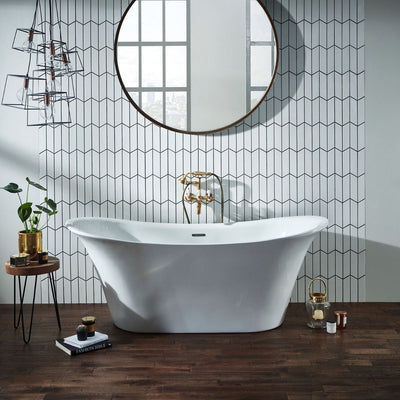 Traditional Freestanding Bath with Optional Plinth - White Bow Design - Letta London - Freestanding Bath