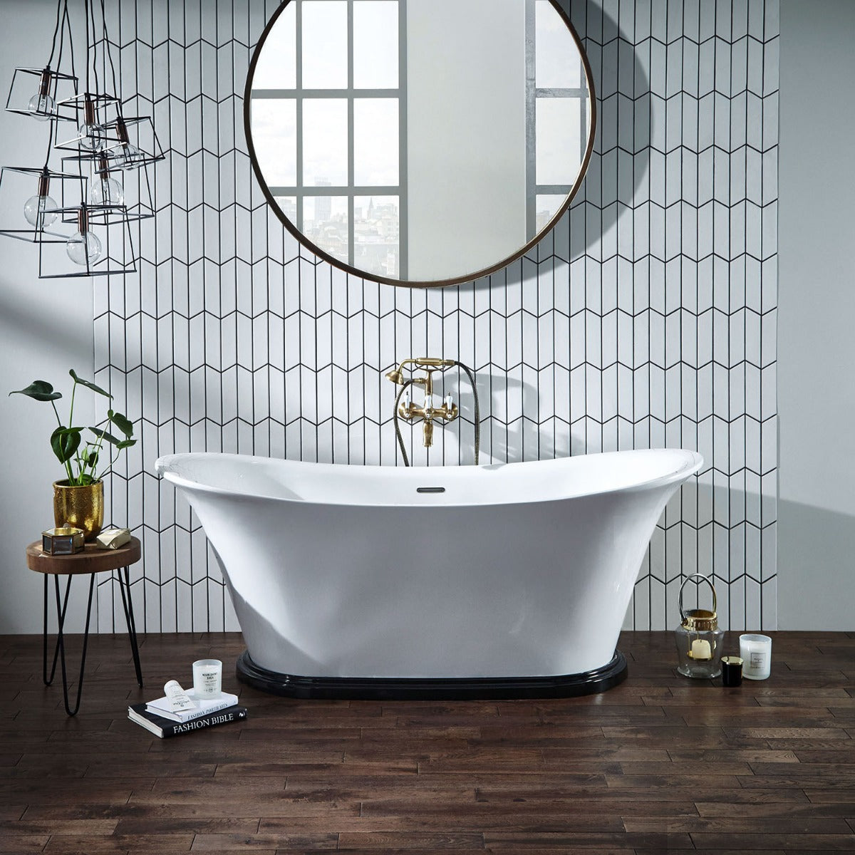 Traditional Freestanding Bath with Optional Plinth - White Bow Design - Letta London - Freestanding Bath