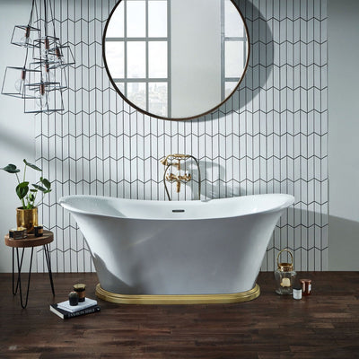 Traditional Freestanding Bath with Optional Plinth - White Bow Design - Letta London - Freestanding Bath