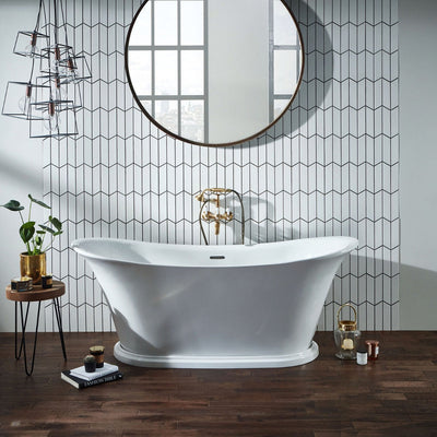 Traditional Freestanding Bath with Optional Plinth - White Bow Design - Letta London - Freestanding Bath