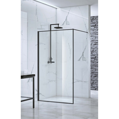 Velar 800mm Black Walk-in Shower Panel - Designer Screen