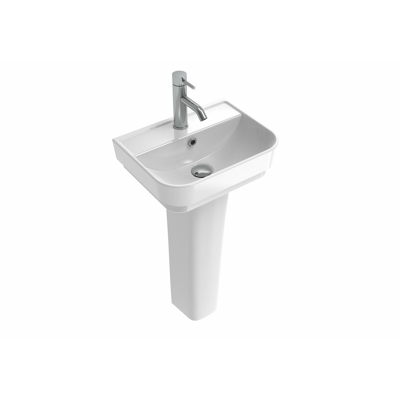 VITA 45x35cm washbasin 1TH with full pedestal - Letta London - 