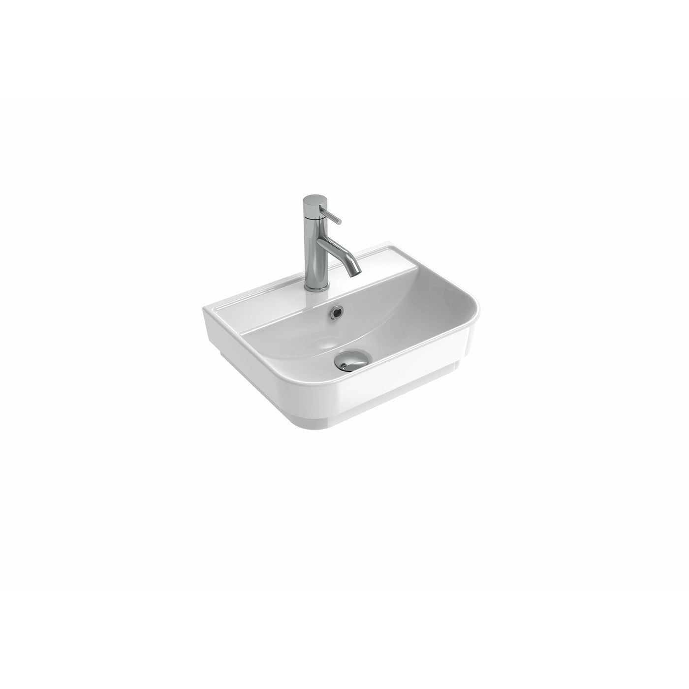 VITA 45x35cm washbasin 1TH with full pedestal - Letta London - 