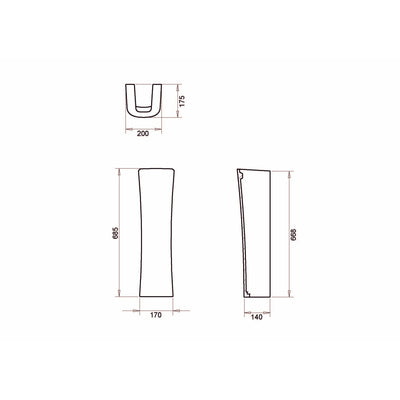 VITA 45x35cm washbasin 1TH with full pedestal - Letta London - 