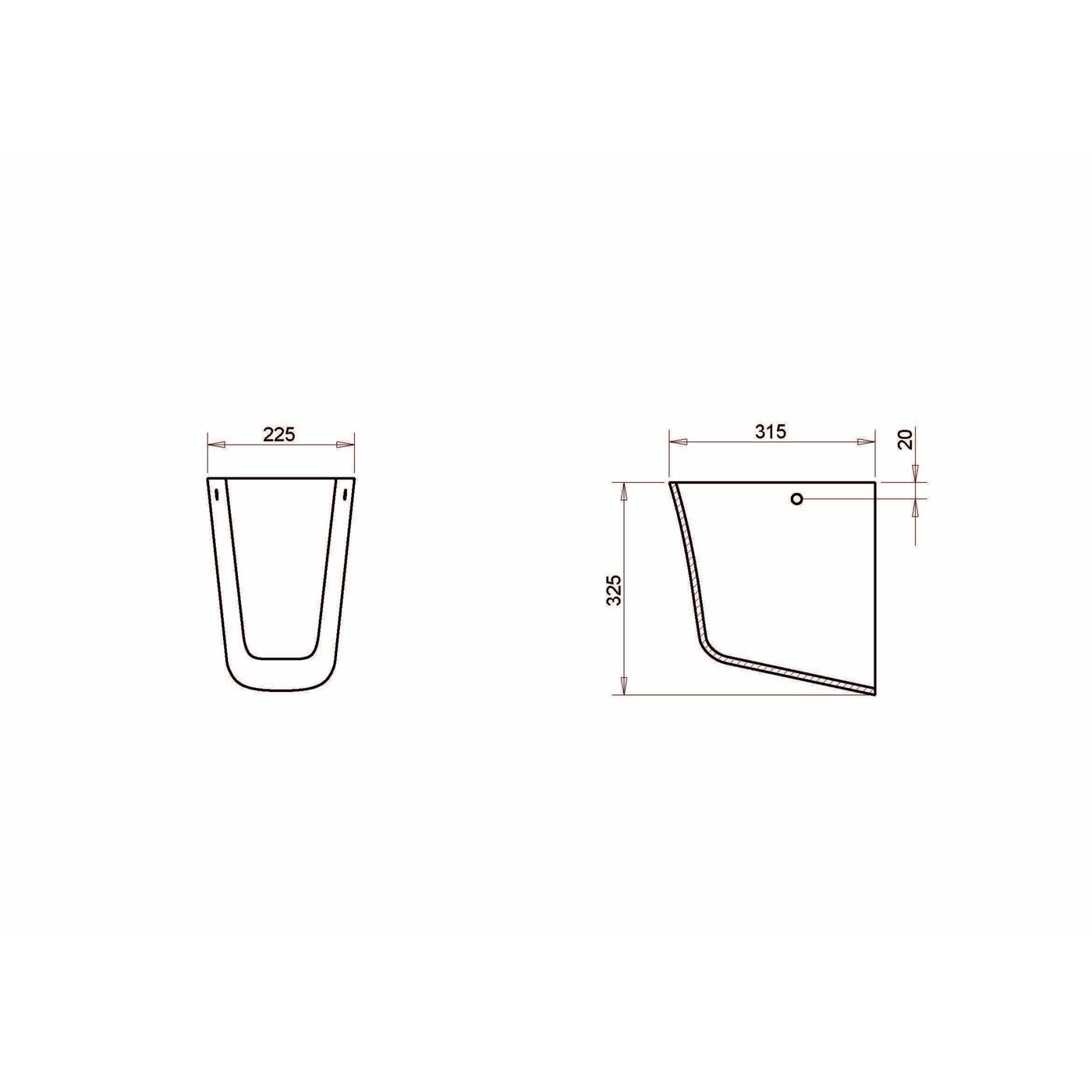 VITA 55x39cm washbasin 1TH with SEMI pedestal - Letta London - 