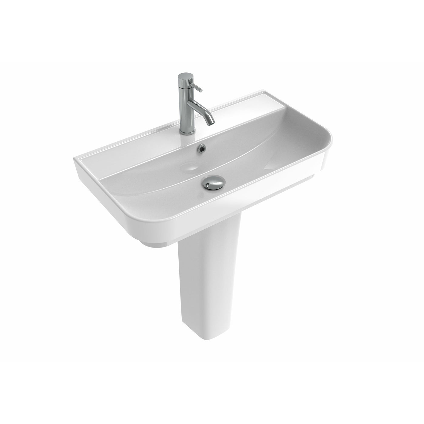 VITA 65x39cm washbasin 1TH with full pedestal - Letta London - freestanding basins